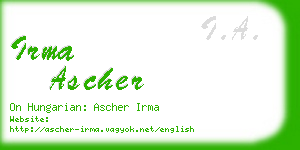 irma ascher business card